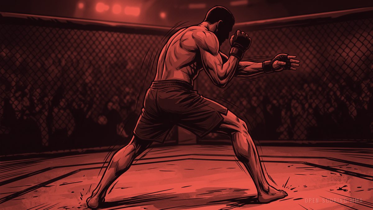 Illustration: a fighter in a fighting stance, looking forward